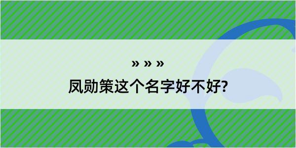 凤勋策这个名字好不好?