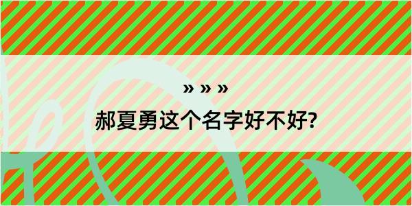 郝夏勇这个名字好不好?