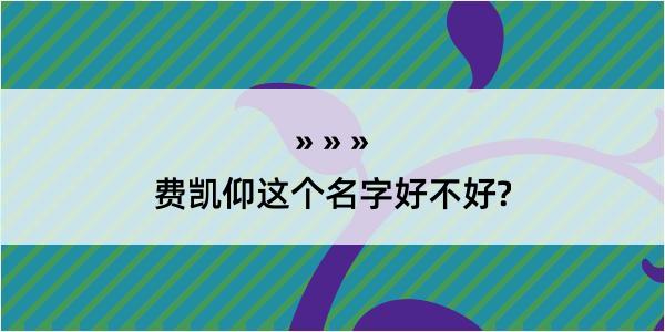 费凯仰这个名字好不好?