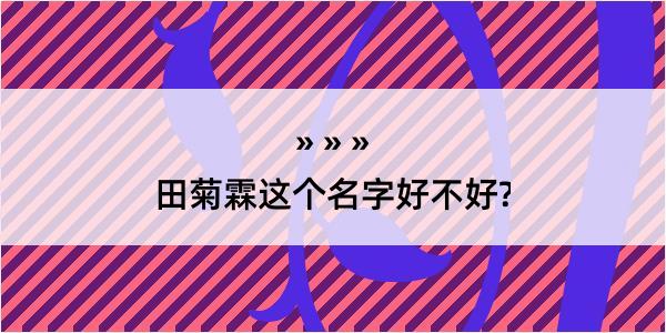 田菊霖这个名字好不好?