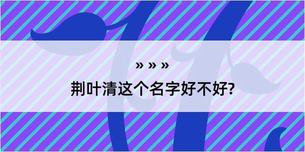 荆叶清这个名字好不好?