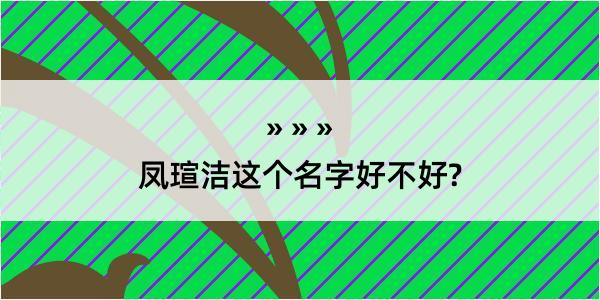 凤瑄洁这个名字好不好?