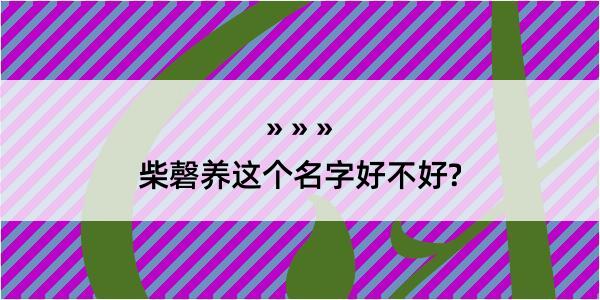 柴磬养这个名字好不好?