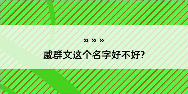 戚群文这个名字好不好?