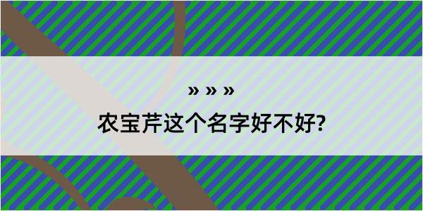 农宝芹这个名字好不好?