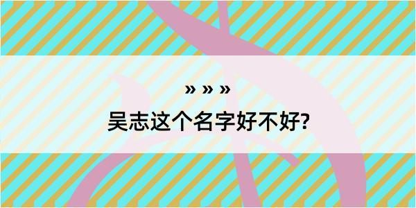 吴志这个名字好不好?