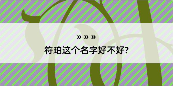 符珀这个名字好不好?