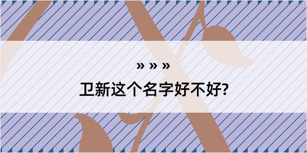 卫新这个名字好不好?