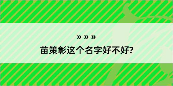 苗策彰这个名字好不好?