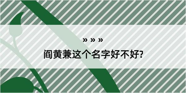 阎黄兼这个名字好不好?