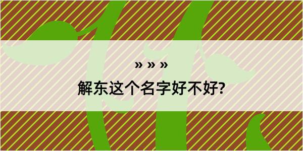 解东这个名字好不好?