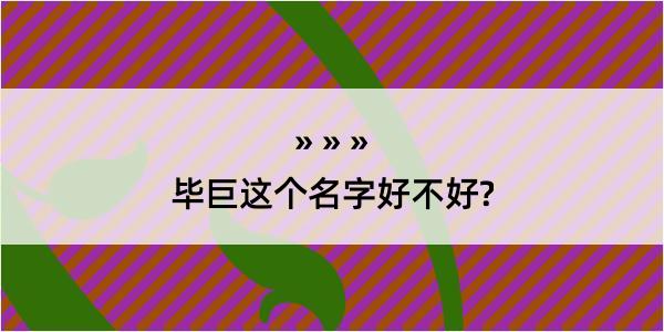 毕巨这个名字好不好?