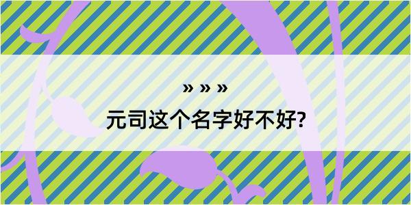 元司这个名字好不好?