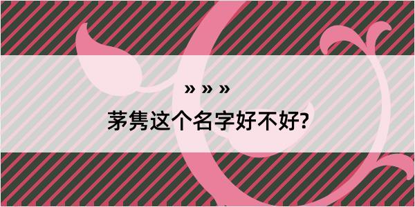 茅隽这个名字好不好?