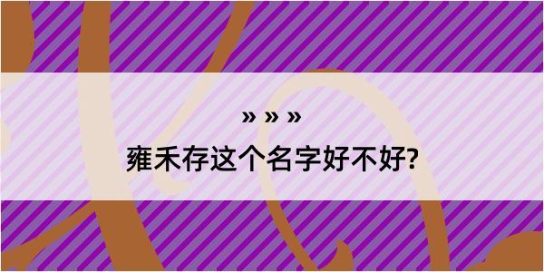 雍禾存这个名字好不好?