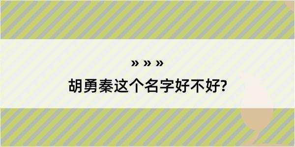 胡勇秦这个名字好不好?