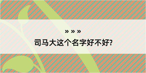 司马大这个名字好不好?