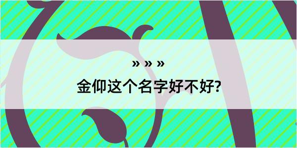 金仰这个名字好不好?