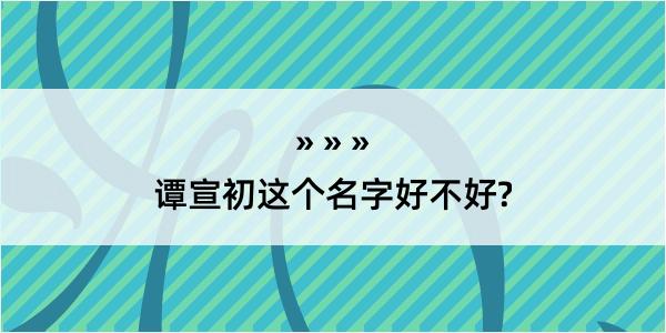 谭宣初这个名字好不好?