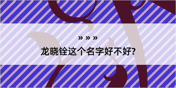 龙晓铨这个名字好不好?