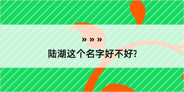 陆湖这个名字好不好?