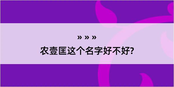 农壹匡这个名字好不好?