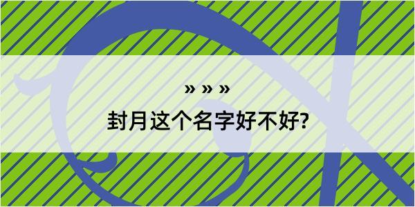 封月这个名字好不好?