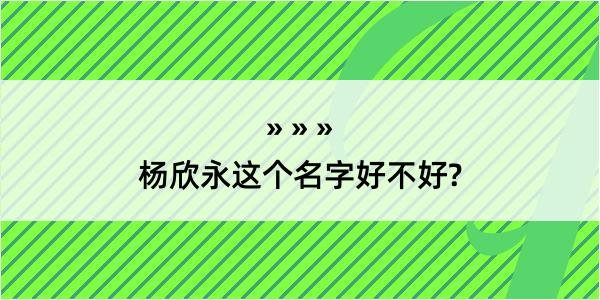 杨欣永这个名字好不好?