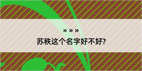 苏秩这个名字好不好?