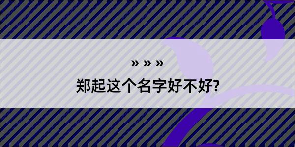 郑起这个名字好不好?