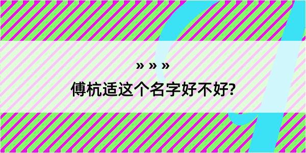 傅杭适这个名字好不好?