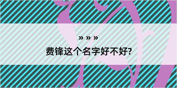 费锋这个名字好不好?