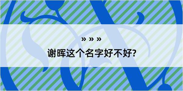 谢晖这个名字好不好?