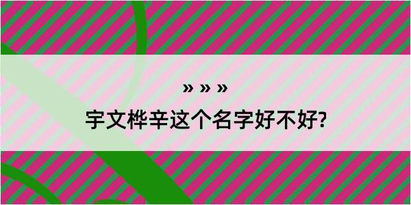 宇文桦辛这个名字好不好?