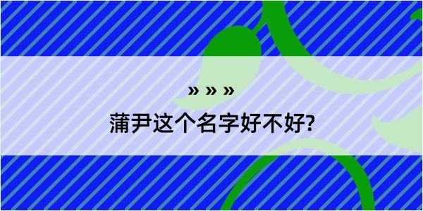 蒲尹这个名字好不好?