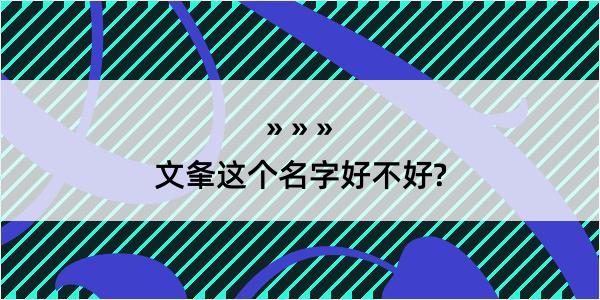 文夆这个名字好不好?