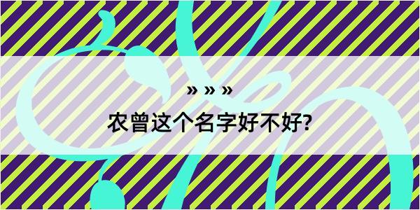 农曾这个名字好不好?