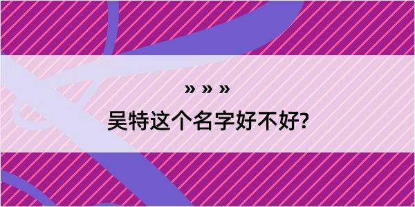 吴特这个名字好不好?