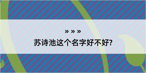 苏诗池这个名字好不好?