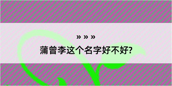 蒲曾李这个名字好不好?