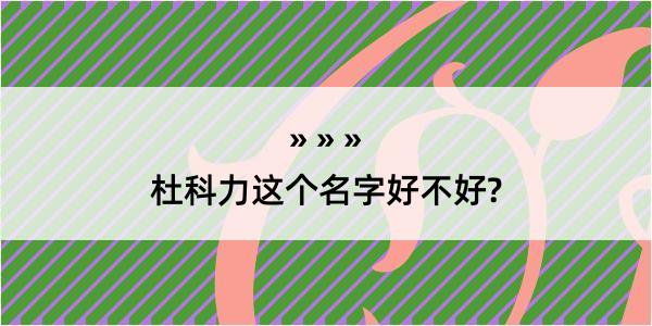 杜科力这个名字好不好?