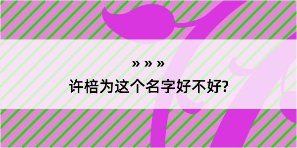 许棓为这个名字好不好?