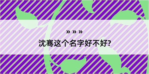 沈骞这个名字好不好?