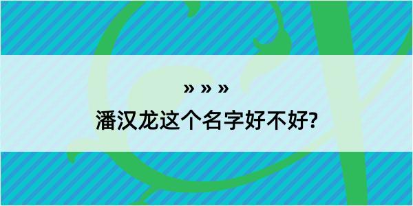 潘汉龙这个名字好不好?