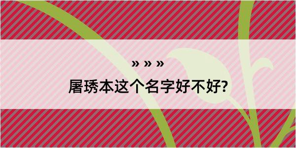 屠琇本这个名字好不好?