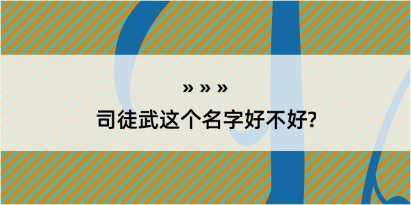 司徒武这个名字好不好?