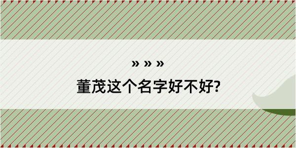 董茂这个名字好不好?