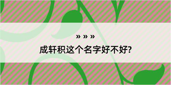 成轩积这个名字好不好?