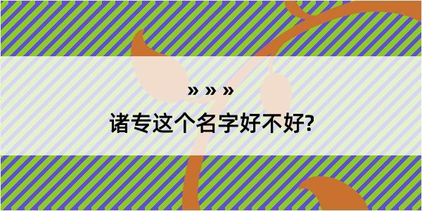 诸专这个名字好不好?