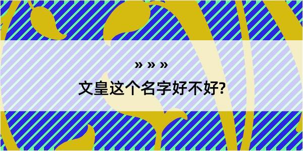 文皇这个名字好不好?